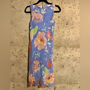 RALPH LAUREN SILK FLORAL PATTERN MIDI DRESS